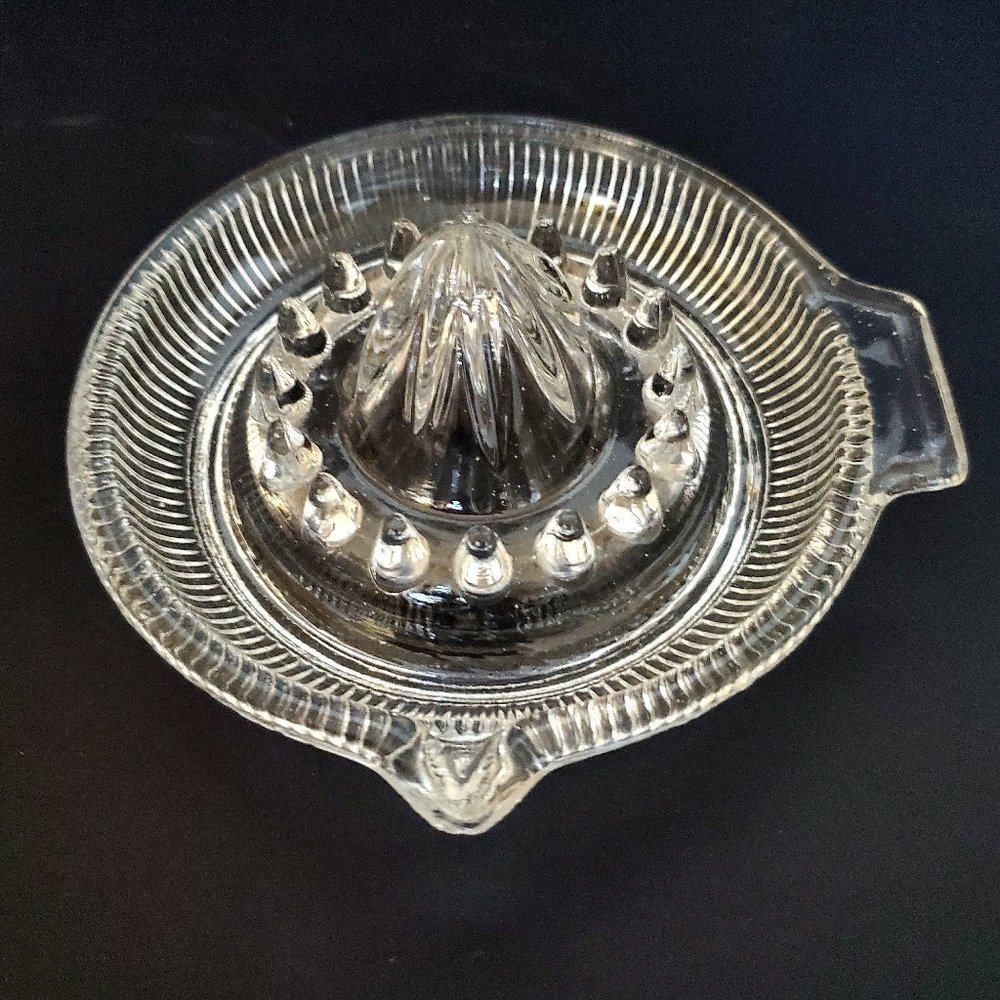 VINTAGE glass lemon citrus reamer | Tab handle | Pour juice spout | Kitchenware